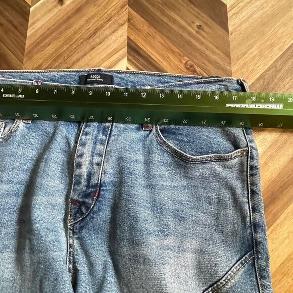 True Religion Rocco Jeans‎ Moto Ribbed Denim Relaxed Skinny Mens 34x32 New - Picture 6 of 9